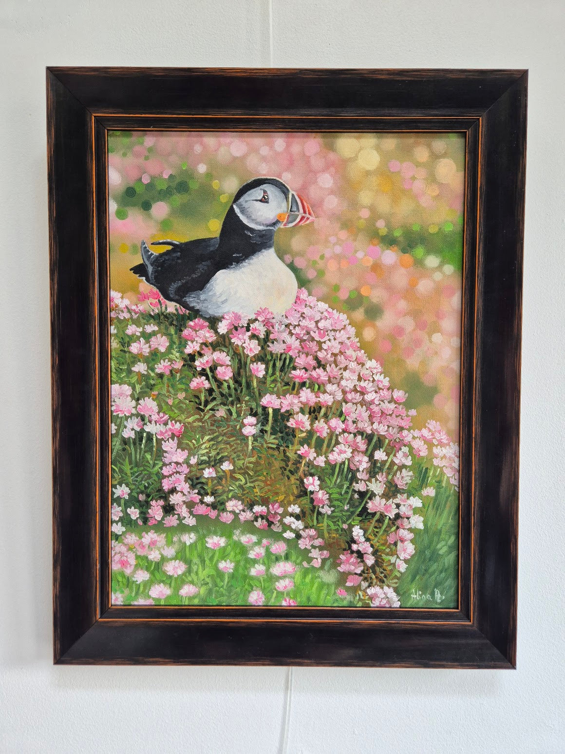 Puffin in Sea Pinks