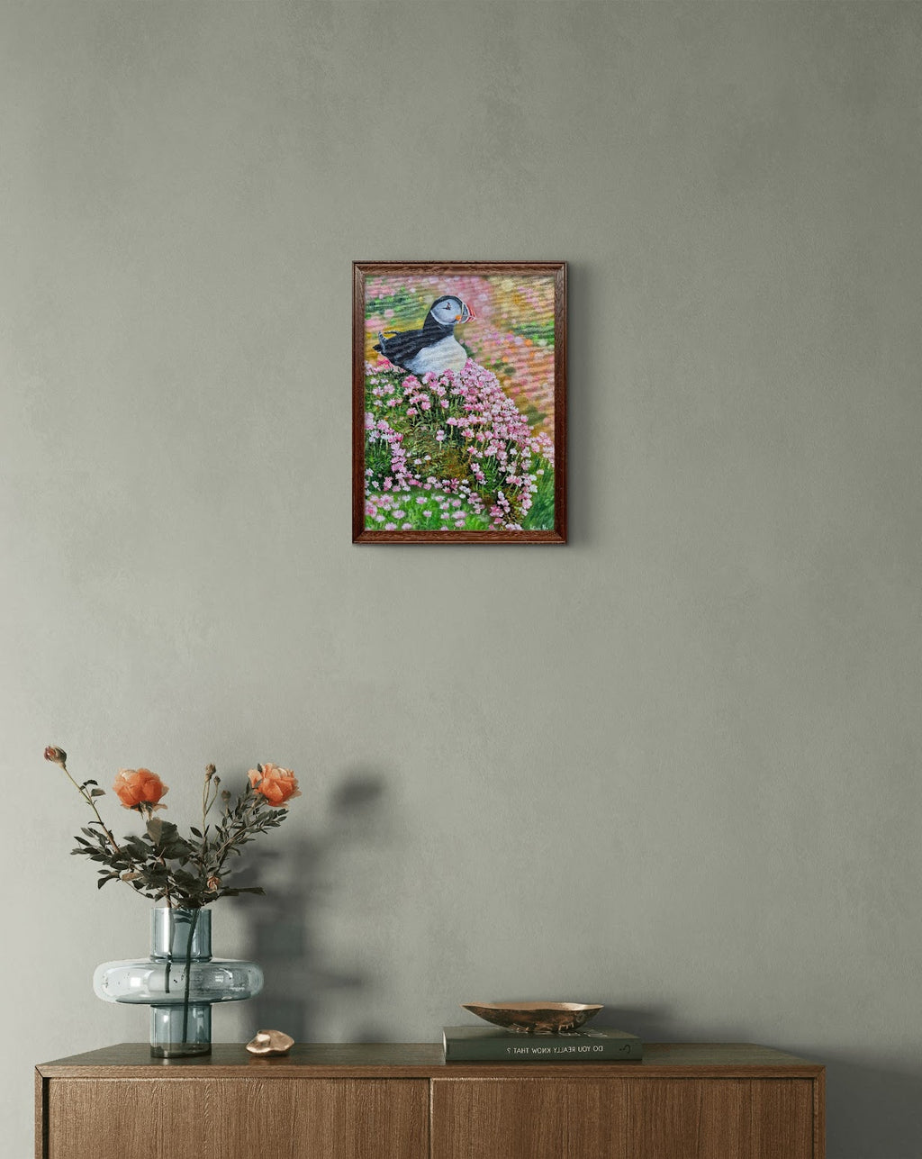 Puffin in Sea Pinks